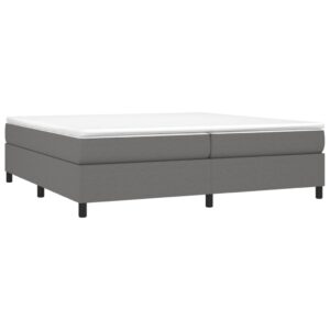 Κρεβάτι Boxspring με Στρώμα Σκούρο Γκρι 200x200 εκ. Υφασμάτινο