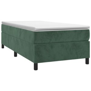 Κρεβάτι Boxspring με Στρώμα Σκούρο Πράσινο 80x200 εκ. Βελούδινο