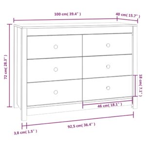 Βοηθητικό Ντουλάπι Γκρι 100x40x72 εκ. από Μασίφ Ξύλο Πεύκου