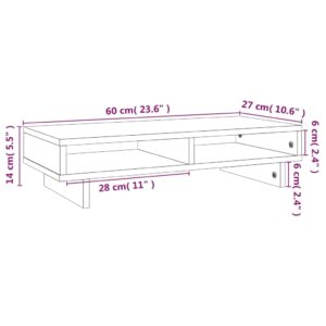 Βάση Οθόνης 60 x 27 x 14 εκ. από Μασίφ Ξύλο Πεύκου