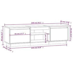 Έπιπλο Τηλεόρασης Λευκό 140 x 35 x 40 εκ. από Μασίφ Ξύλο Πεύκου