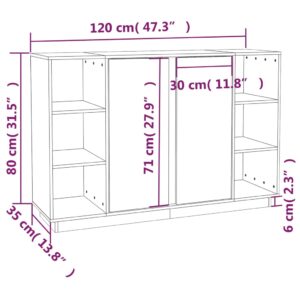 Ντουλάπι Μαύρος 120x35x80 εκ. από Μασίφ Ξύλο Πεύκου