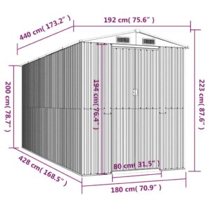 Αποθήκη Κήπου Πράσινη 192x440x223 εκ. Γαλβανισμένο Ατσάλι