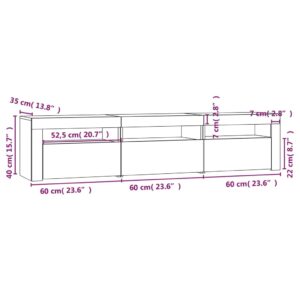 Έπιπλο Τηλεόρασης με LED Καπνιστή Δρυς 180x35x40 εκ.