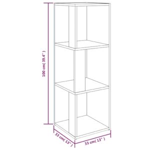 Γωνιακό Έπιπλο Γκρι Sonoma 33x33x100 εκ. από Επεξεργ. Ξύλο