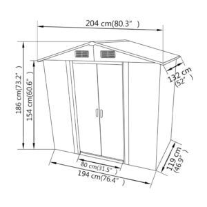 Αποθήκη Κήπου Γκρι 204 x 132 x 186 εκ. Μεταλλική