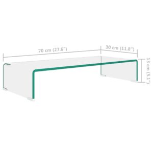 Βάση Τηλεόρασης/Οθόνης Διάφανη 70 x 30 x 13 εκ. Γυάλινη