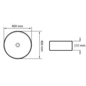 Νιπτήρας Στρογγυλός Μαύρος 40 x 15 εκ. Κεραμικός