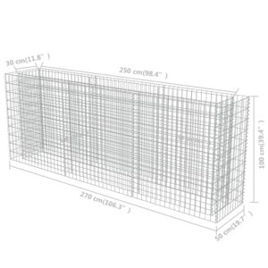 Συρματοκιβώτιο-Γλάστρα Υπερυψωμένη 270x50x100 εκ. Γαλβ. Χάλυβας