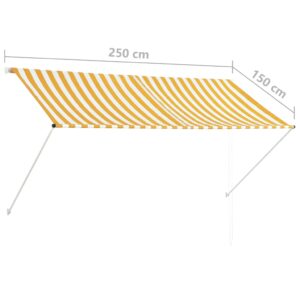 Τέντα Συρόμενη Κίτρινο / Λευκό 250 x 150 εκ.