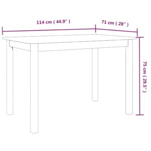 Τραπεζαρία Λευκή/Καφέ 114x71x75 εκ Μασίφ Ξύλο Καουτσουκόδεντρου