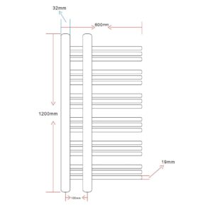 Θερμαντικό Σώμα / Πετσετοκρεμάστρα Κεντρικής Θέρμανσης 600 x 1200 χιλ.