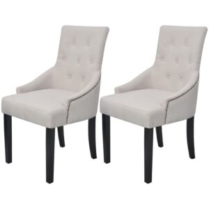 242402  Dining Chairs 2 pcs Cream Grey Fabric