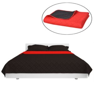 131554  Double-sided Quilted Bedspread Red and Black 230x260 cm