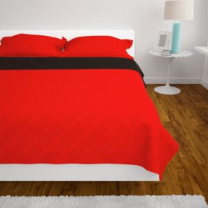 131554  Double-sided Quilted Bedspread Red and Black 230x260 cm