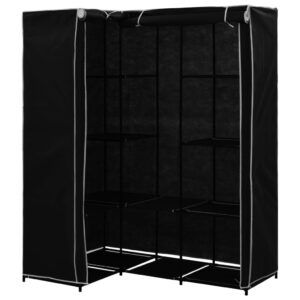 282449  Corner Wardrobe Black 130x87x169 cm