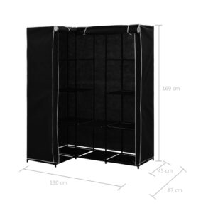 282449  Corner Wardrobe Black 130x87x169 cm