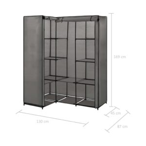 282452  Corner Wardrobe Grey 130x87x169 cm