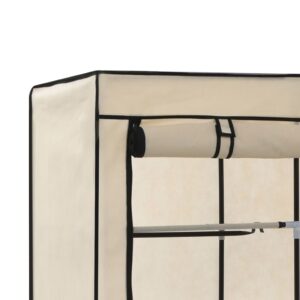 282455  Wardrobe with Compartments and Rods Cream 150x45x175 cm Fabric