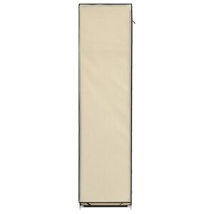 282455  Wardrobe with Compartments and Rods Cream 150x45x175 cm Fabric