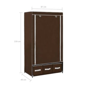 282458  Wardrobe Brown 87x49x159 cm Fabric