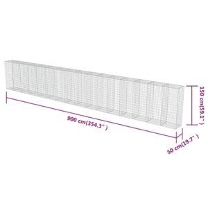 Συρματοκιβώτιο Τοίχος 900x50x150 εκ. Γαλβαν.Χάλυβας + Καλύμματα