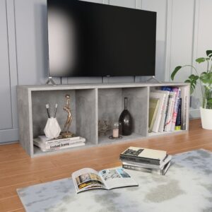 Βιβλιοθήκη/Έπιπλο TV Γκρι Σκυροδέματος 36x30x114 εκ Μοριοσανίδα