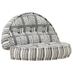 283788  Pouffe 100x20 cm Grey Stripe Fabric