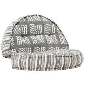 283788  Pouffe 100x20 cm Grey Stripe Fabric