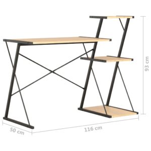 Γραφείο με Ράφια Μαύρο / Χρώμα Δρυός 116 x 50 x 93 εκ.