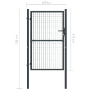 Πόρτα Περίφραξης με Πλέγμα Γκρι 100 x 225 εκ. Γαλβαν. Χάλυβας