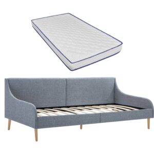 Πλαίσιο Daybed Ανοιχτό Γκρι Υφασμάτινο + Στρώμα Αφρού Μνήμης