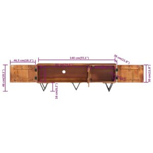 Έπιπλο Τηλεόρασης 140 x 30 x 46 εκ. από Μασίφ Ξύλο Μάνγκο