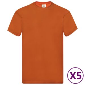 Fruit of the Loom T-shirt Original 5 τεμ. Πορτοκαλί L Βαμβακερά