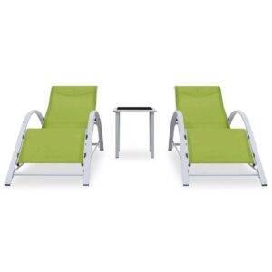 310540  Sun Loungers 2 pcs with Table Aluminium Green