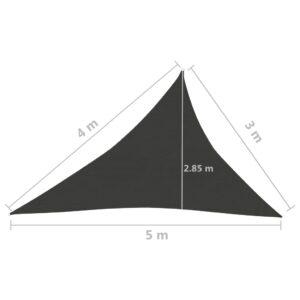 Πανί Σκίασης Ανθρακί  3 x 4 x 5 μ. από HDPE 160 γρ./μ²