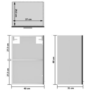 Ντουλάπι Κρεμαστό με Τζάμι Γυαλ. Μαύρο 40x31x60 εκ. Μοριοσανίδα