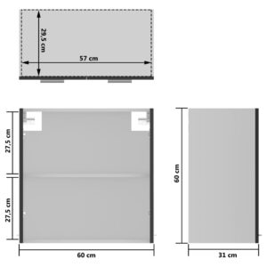 Ντουλάπι Κρεμαστό με Τζάμι Γκρι 60x31x60 εκ. Μοριοσανίδα