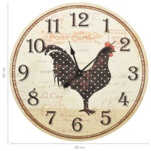 325184  Wall Clock with Chicken Design Multicolour 60 cm MDF