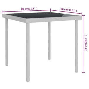 Τραπεζαρία Εξωτερικού Χώρου Αν. Γκρι 80x80x72 εκ Γυαλί / Ατσάλι