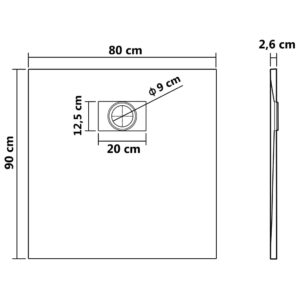 Βάση Ντουζιέρας Γκρι 90 x 80 εκ. από SMC