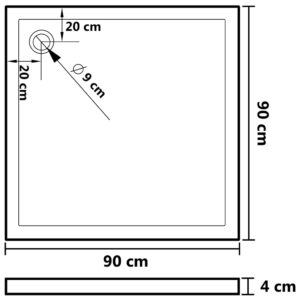 Βάση Ντουζιέρας Τετράγωνη 90 x 90 εκ. από ABS