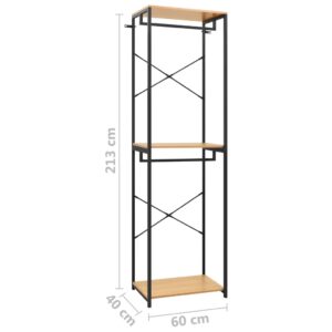 Ντουλάπα Μαύρη/Χρ. Δρυός 60x40x213 εκ. Μέταλλο & Μοριοσανίδα