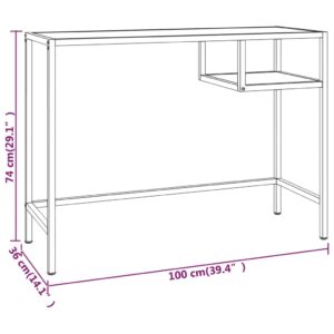 Γραφείο Υπολογιστή Μαύρο Όψη Μαρμάρου 100x36x74 εκ Ψημένο Γυαλί