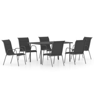 3073480  7 Piece Outdoor Dining Set Steel Black (43310+313094)