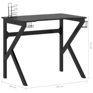 Γραφείο Gaming Μαύρο 90 x 60 x 75 εκ. με Πόδια σε Σχήμα Κ