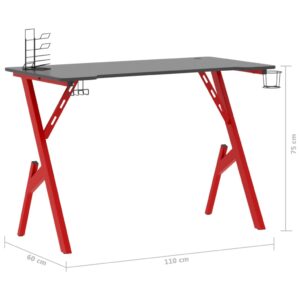 Γραφείο Gaming Μαύρο & Κόκκινο 110x60x75 εκ με Πόδια σε Σχήμα Υ