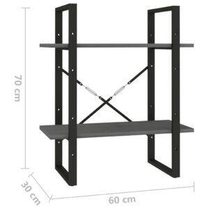 Βιβλιοθήκη με 2 Ράφια 60 x 30 x 70 εκ. από Μασίφ Ξύλο Πεύκου