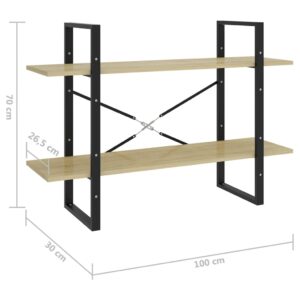 Βιβλιοθήκη με 2 Ράφια Sonoma Δρυς 100 x 30 x 70 εκ. Μοριοσανίδα