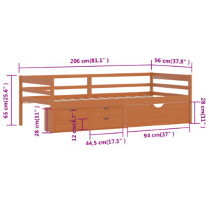 Πλαίσιο Κρεβ. 2 Συρτάρια & Ντουλάπι Μελί 90x200εκ Ξύλο Πεύκου